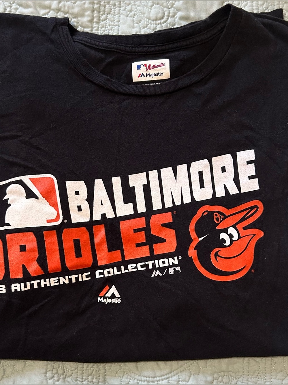 Majestic Baltimore Orioles Black, Orange & White Logo Tee